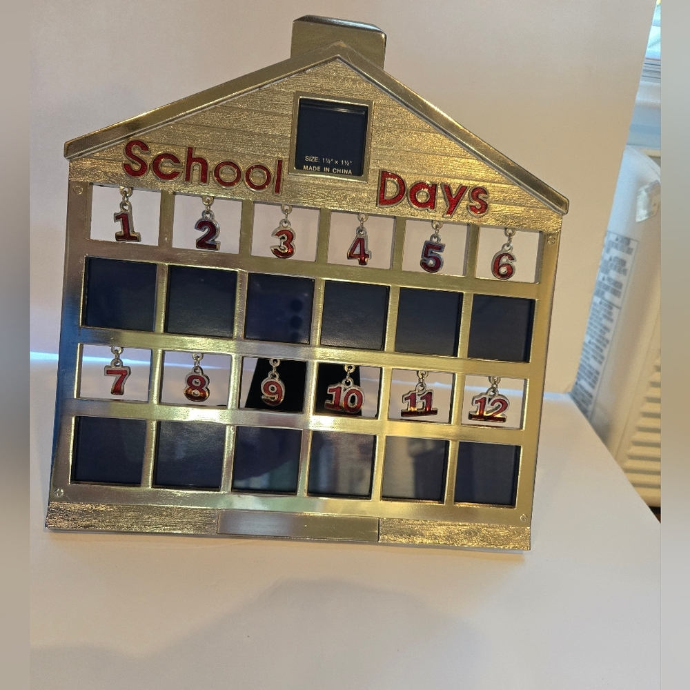 School Years Picture Frame Metal School House 13 Photo Decor Wall Shelf Display